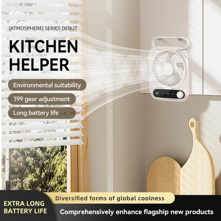 199-speed Desktop wall-mounted Fan With Handle & Light Built-in  Aromatherapy Cotton(Clear Black) | Kalsten
