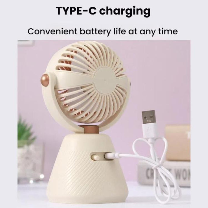 Desktop 100-speed Mini Student Bedroom Fan Portable USB Rechargeable Desktop Small Fan(Beige) | Kalsten
