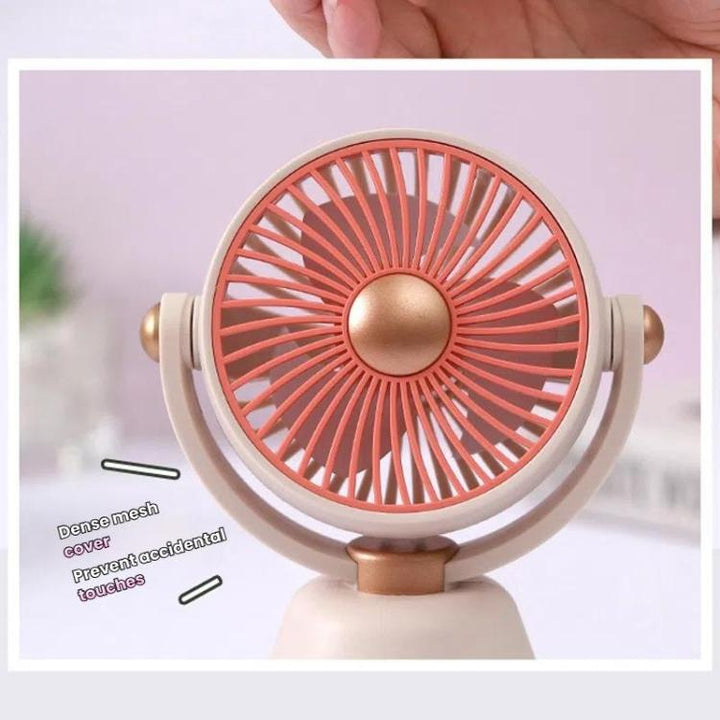 Desktop 100-speed Mini Student Bedroom Fan Portable USB Rechargeable Desktop Small Fan(Beige) | Kalsten