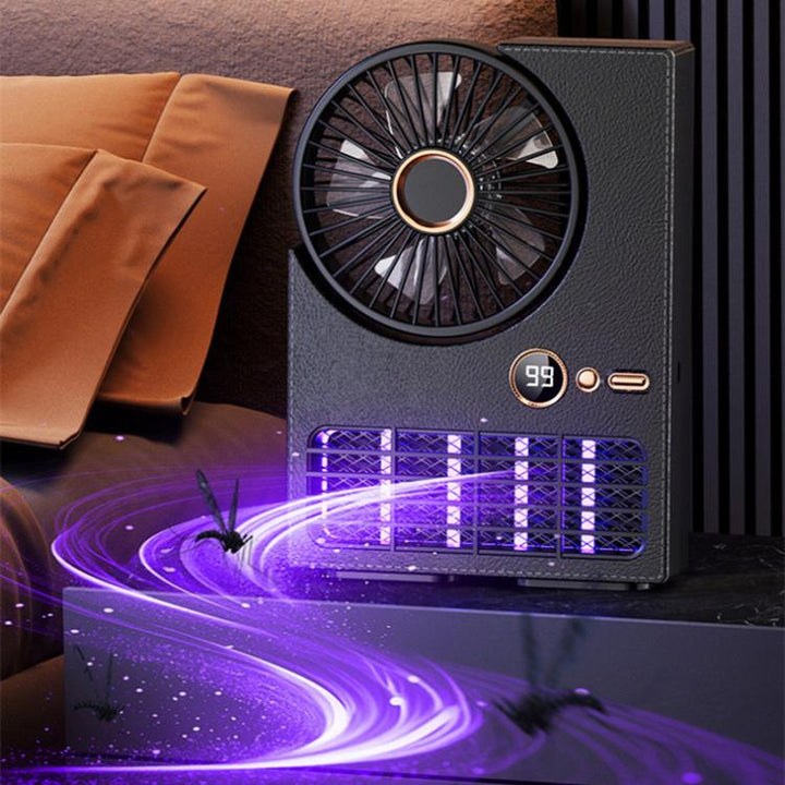 2-in-1 Household Electric Fan Mosquito Killer Lamp LED Digita lDesktop Fan, Color: Plug-in Black | Kalsten