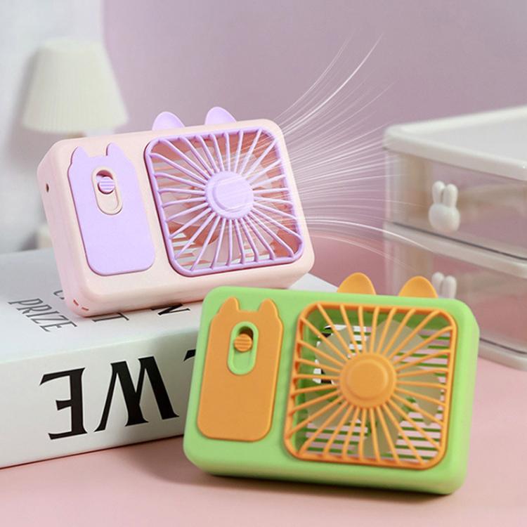 Cute Cartoon Kitten Camera Handheld Large Wind Rechargeable Fan With Stand Desktop Fan(Pink) | Kalsten