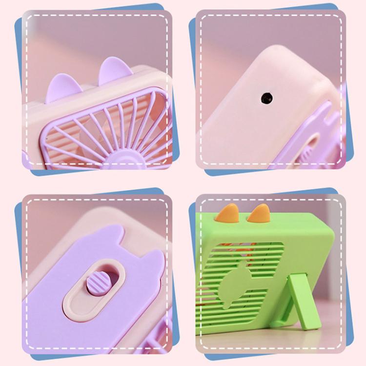 Cute Cartoon Kitten Camera Handheld Large Wind Rechargeable Fan With Stand Desktop Fan(Pink) | Kalsten