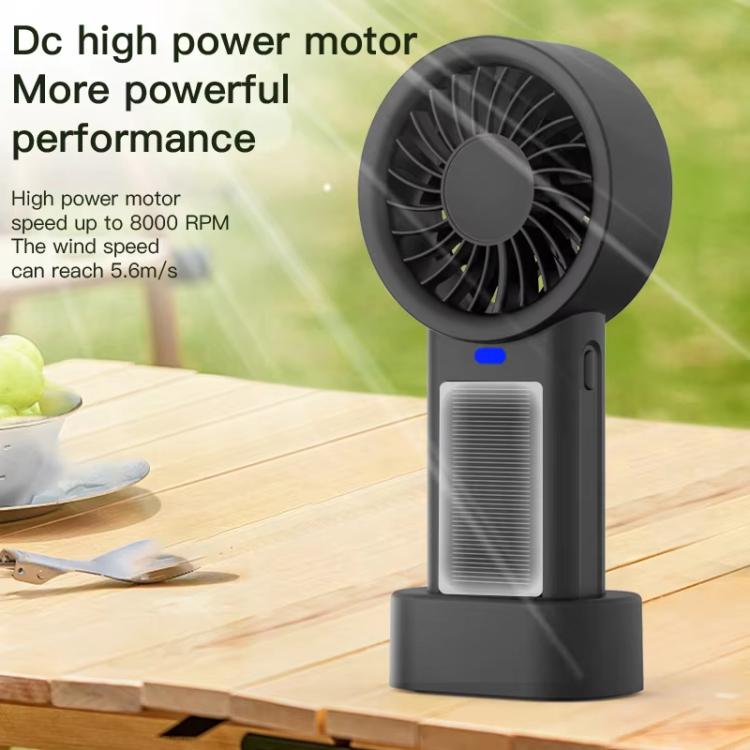 Solar Powered Handheld & Desk Fan with 5-Speed Turbo 12 Blades USB Type-C Fast Charging(Black) | Kalsten