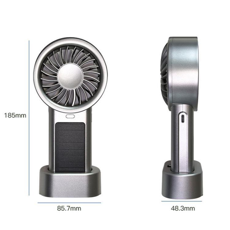 Solar Powered Handheld & Desk Fan with 5-Speed Turbo 12 Blades USB Type-C Fast Charging(Black) | Kalsten