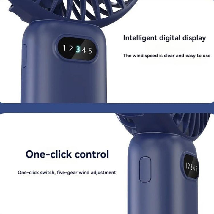 5-speed Wind Speed Handheld USB Charging Small Fan With Desktop Stand(Dark Blue) | Kalsten