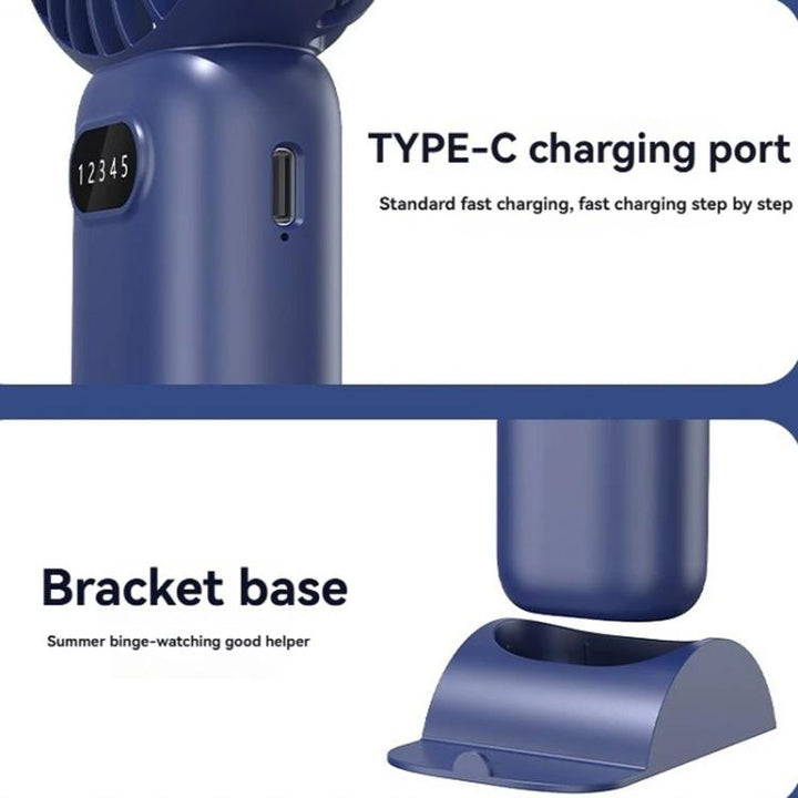 5-speed Wind Speed Handheld USB Charging Small Fan With Desktop Stand(Dark Blue) | Kalsten