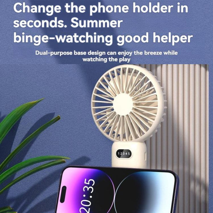 5-speed Wind Speed Handheld USB Charging Small Fan With Desktop Stand(Dark Blue) | Kalsten