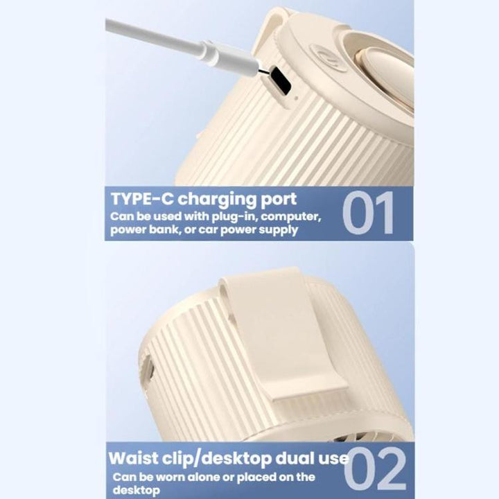 High-speed Waist-mounted Fan Outdoor Clip-on USB Mini Fan(White) | Kalsten