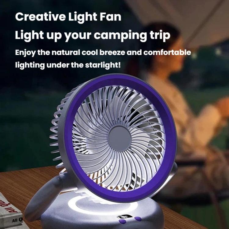 Foldable Air Circulator Fan With Battery Indicator Household Desktop & Wall-Mounted Fan With LED Light(Grey Purple) | Kalsten
