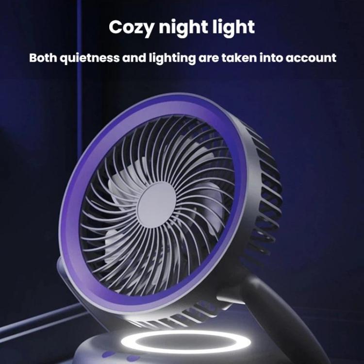 Foldable Air Circulator Fan With Battery Indicator Household Desktop & Wall-Mounted Fan With LED Light(Grey Purple) | Kalsten