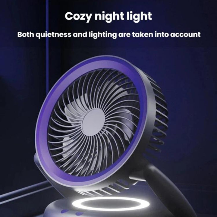 Foldable Air Circulator Fan With Battery Indicator Household Desktop & Wall-Mounted Fan With LED Light(Grey Purple) | Kalsten