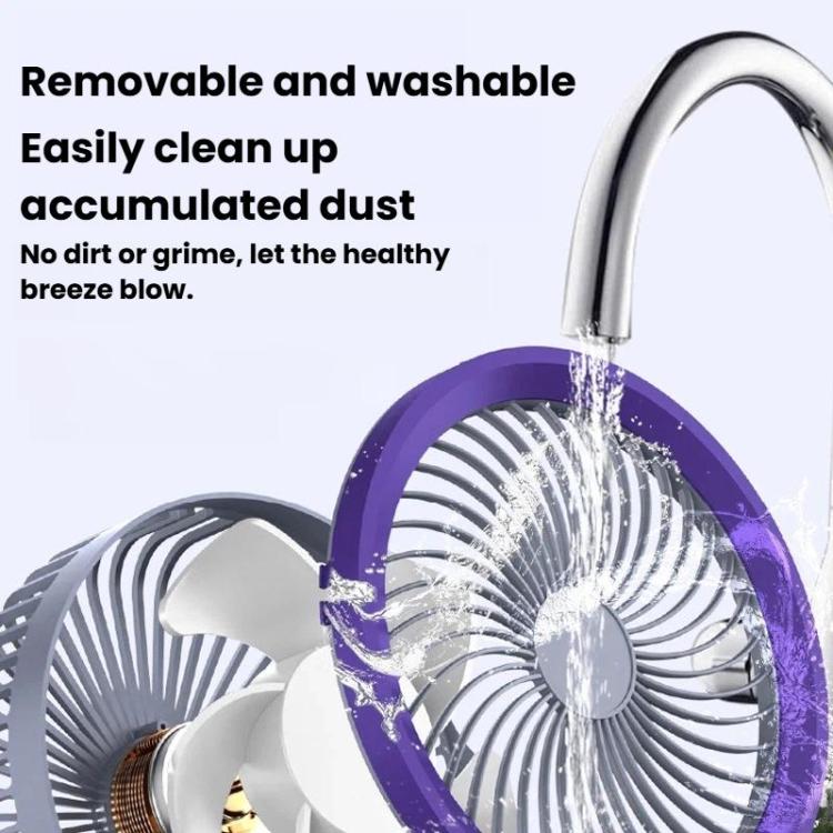 Foldable Air Circulator Fan With Battery Indicator Household Desktop & Wall-Mounted Fan With LED Light(Grey Purple) | Kalsten