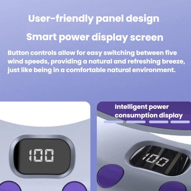 Foldable Air Circulator Fan With Battery Indicator Household Desktop & Wall-Mounted Fan With LED Light(Grey Purple) | Kalsten