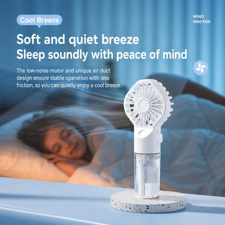 Handheld Misting Fan Portable Water Spray Fan Type-C Rechargeable Mini Personal Face Mister Fan(F3 White) | Kalsten