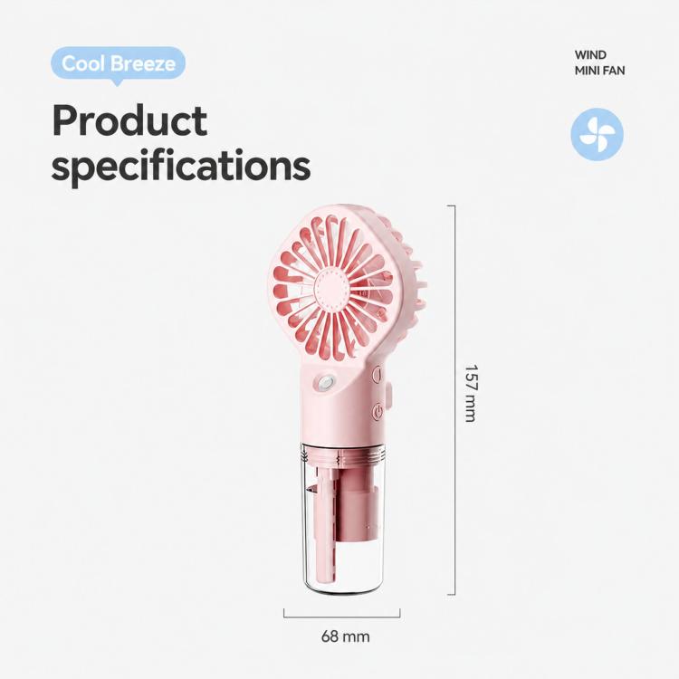 Handheld Misting Fan Portable Water Spray Fan Type-C Rechargeable Mini Personal Face Mister Fan(F3 White) | Kalsten