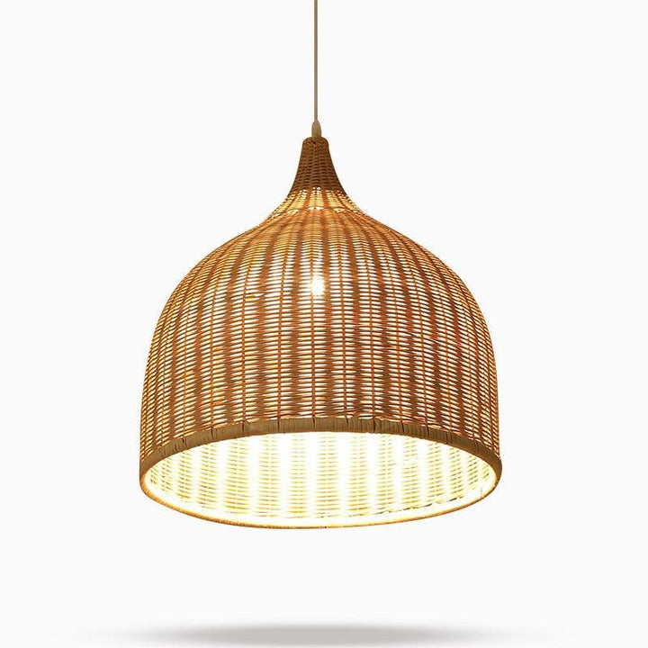 25'' Rustic Bell Shaped Rattan Pendant Light | Kalsten