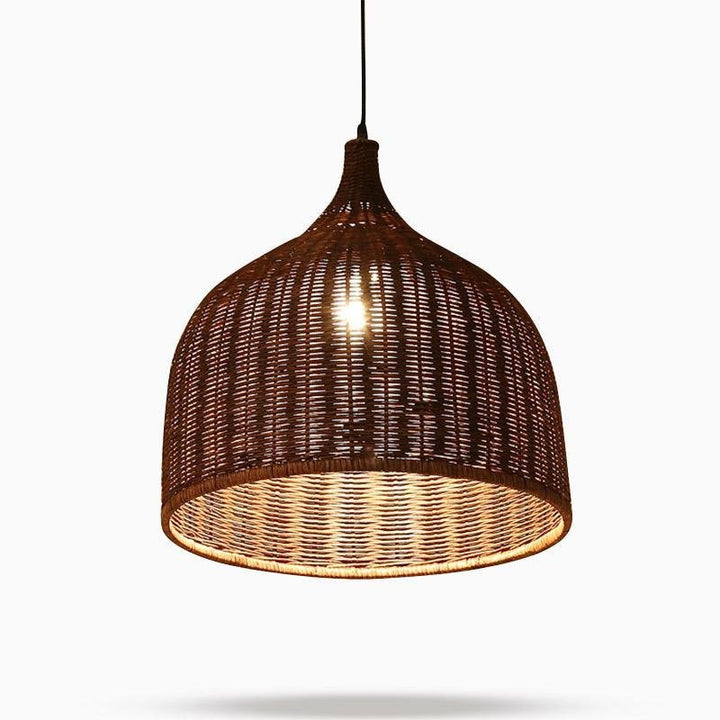 25'' Rustic Bell Shaped Rattan Pendant Light | Kalsten