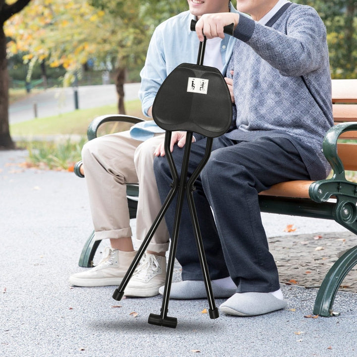 Kalsten | Foldable Walking Stick with Integrated Seat | Lightweight Aluminum Alloy Mobility Aid | 113kg Load Capacity | Non-Slip TPR Ergonomic Handle | 3-Leg Tripod Stability