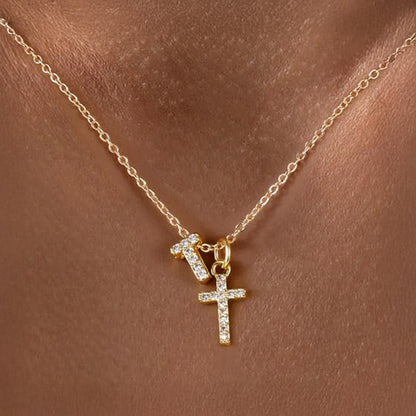 BowLift | Dainty Diamond Initial & Cross Necklace