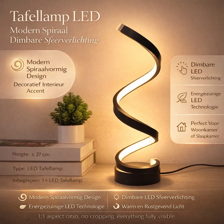 SpiralLight LED Table Lamp With Dimmable Lighting and Touch Control | Kalsten