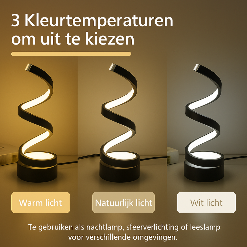 SpiralLight LED Table Lamp With Dimmable Lighting and Touch Control | Kalsten