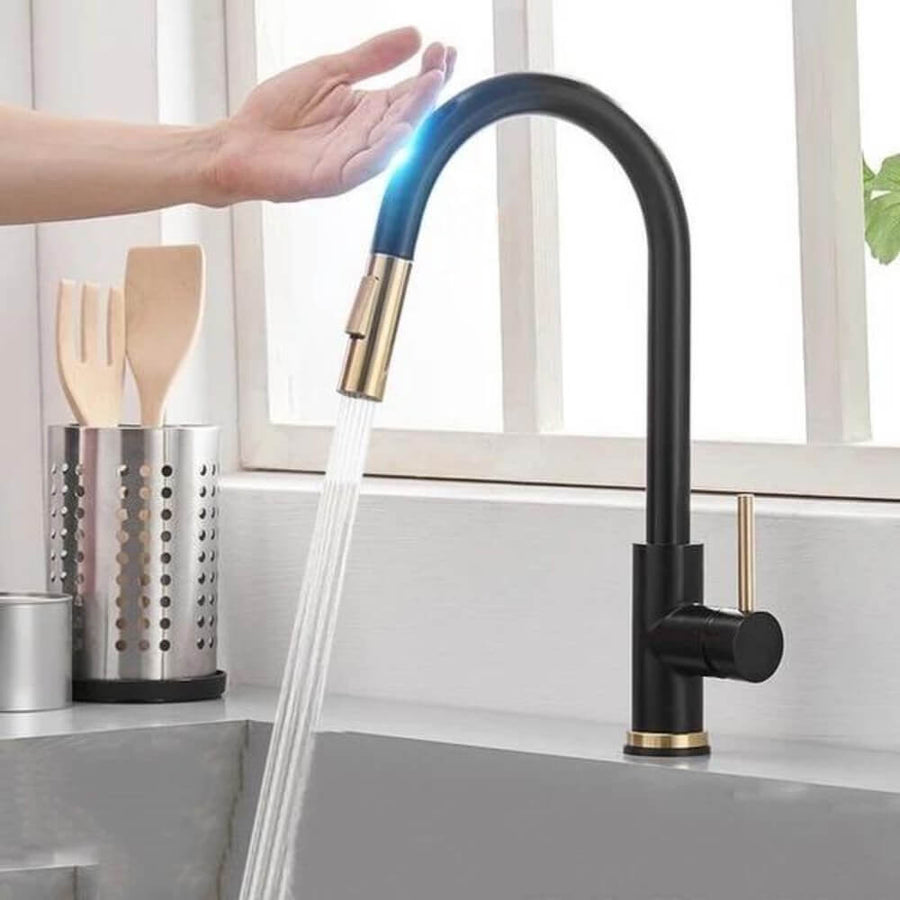 Kalsten | TouchTech Pull-Out Kitchen Tap – Sensor Touchless Mixer Tap with Flexible Spout | Modern Brass Faucet