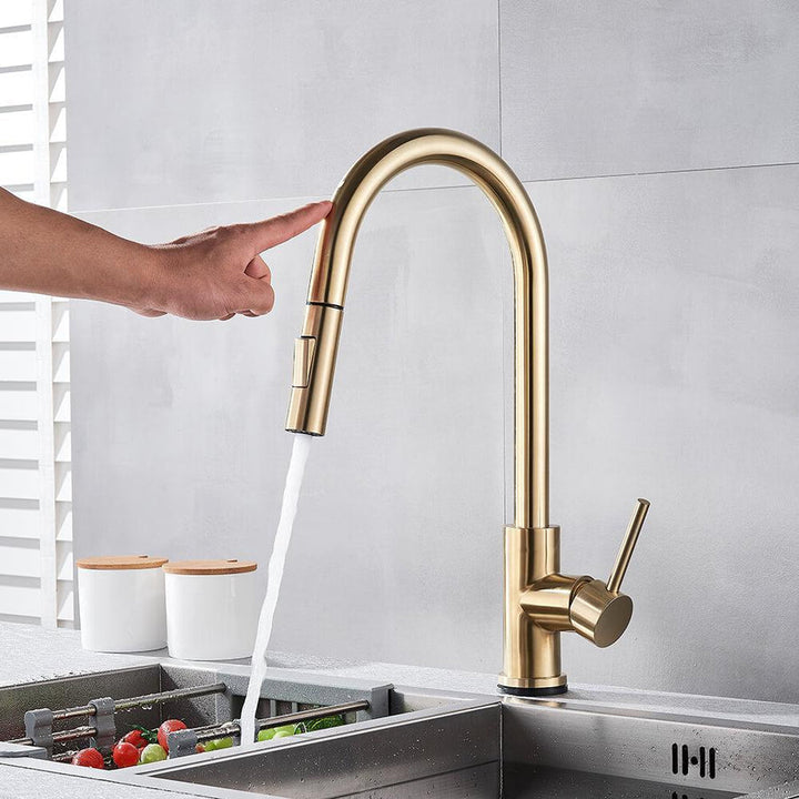 Kalsten | TouchTech Pull-Out Kitchen Tap – Sensor Touchless Mixer Tap with Flexible Spout | Modern Brass Faucet