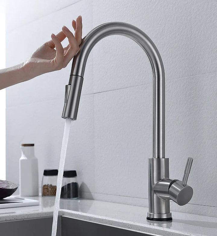 Kalsten | TouchTech Pull-Out Kitchen Tap – Sensor Touchless Mixer Tap with Flexible Spout | Modern Brass Faucet