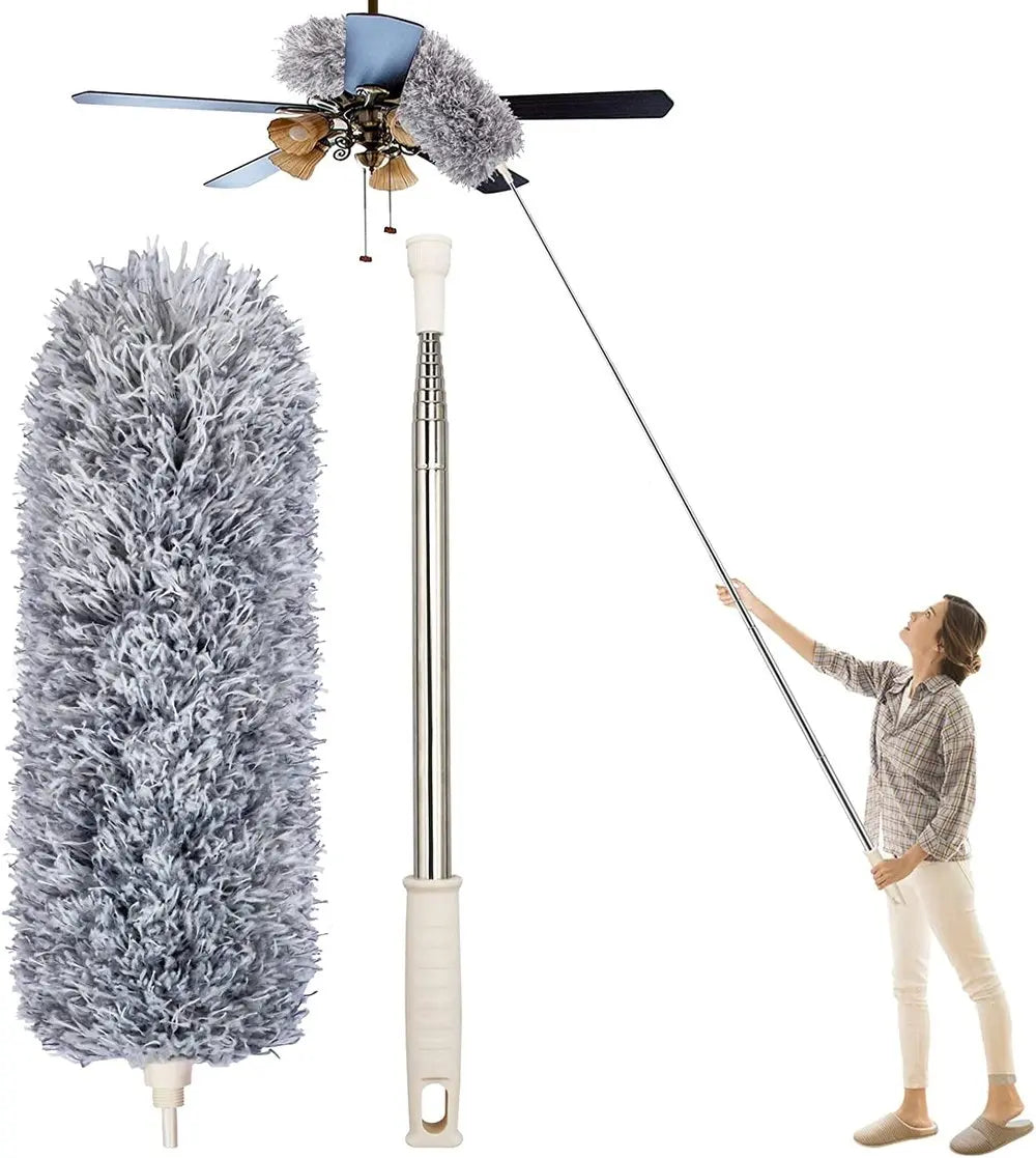 Kalsten | Telescopic dust duster with extra long microfiber head (Free 3 replacement cleaning heads)