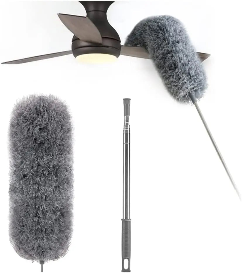Noxord | Telescopic dust duster with extra long microfiber head (Free 3 replacement cleaning heads)