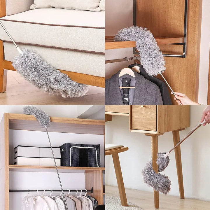 Noxord | Telescopic dust duster with extra long microfiber head (Free 3 replacement cleaning heads)