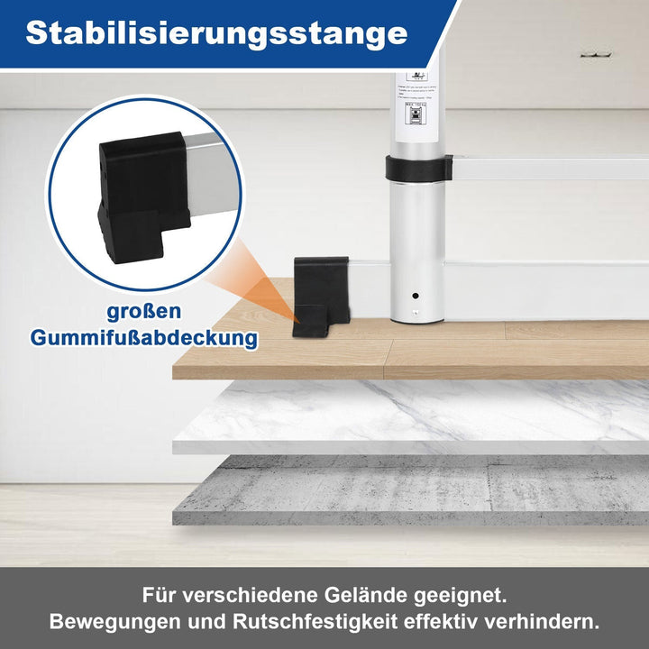 Telescopic ladder Aluminium Load capacity up to 150kg 2.6m-5m with stabilizer | Kalsten