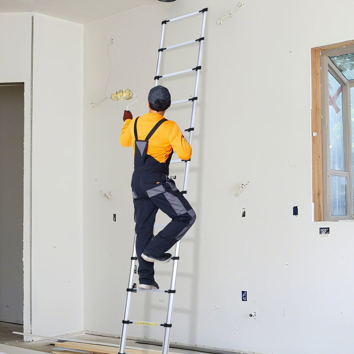 Telescopic ladder Aluminium Load capacity up to 150kg 2.6m-5m with stabilizer | Kalsten