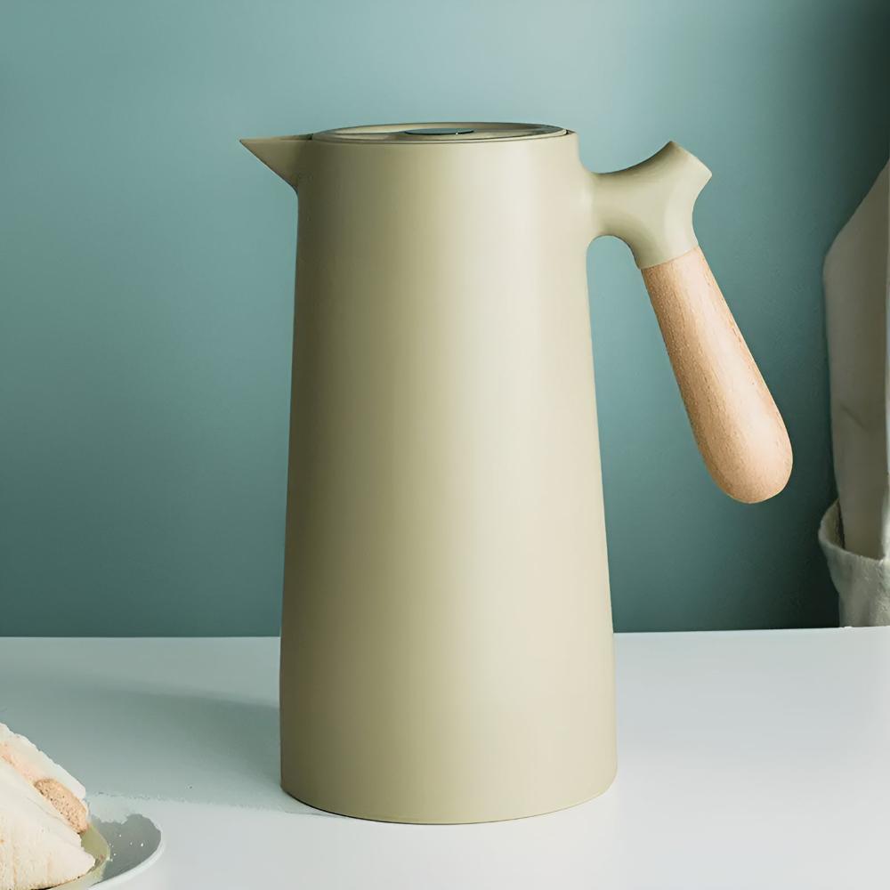 Skanto Skanto | Thermora – Insulated Carafe with Wooden Handle | Stylish Vacuum Flask for Hot and Cold Drinks