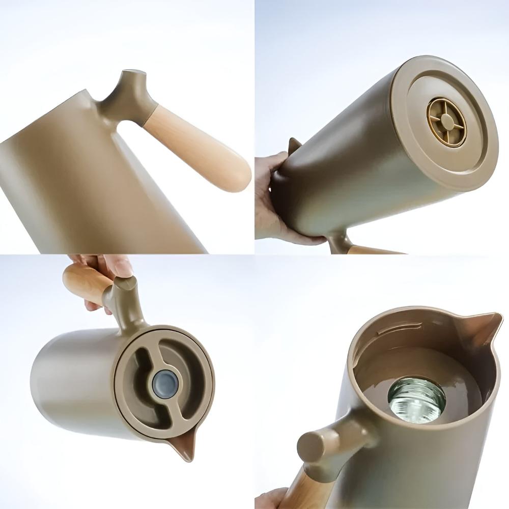 Skanto Skanto | Thermora – Insulated Carafe with Wooden Handle | Stylish Vacuum Flask for Hot and Cold Drinks