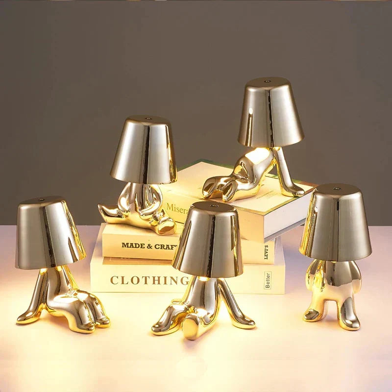 Golden Man LED Thinking Table Lamp – Playful Nightstand Lamp for Bedroom & Decor | Kalsten