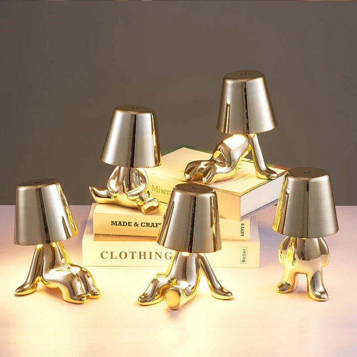 Golden Man LED Thinking Table Lamp – Playful Nightstand Lamp for Bedroom & Decor | Kalsten