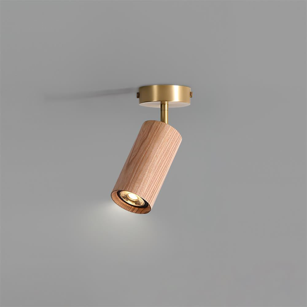Track Light Walnut Wood Adjustable 31.4 in Multi-Head Ceiling Fixture Gold Finish Living Room Kitchen Hallway Lighting | Kalsten