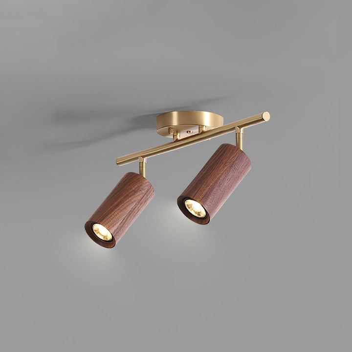 Track Light Walnut Wood Adjustable 31.4 in Multi-Head Ceiling Fixture Gold Finish Living Room Kitchen Hallway Lighting | Kalsten