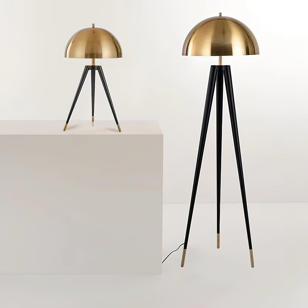 Three Legged Gold Gong Table Lamp 13.8' | Kalsten