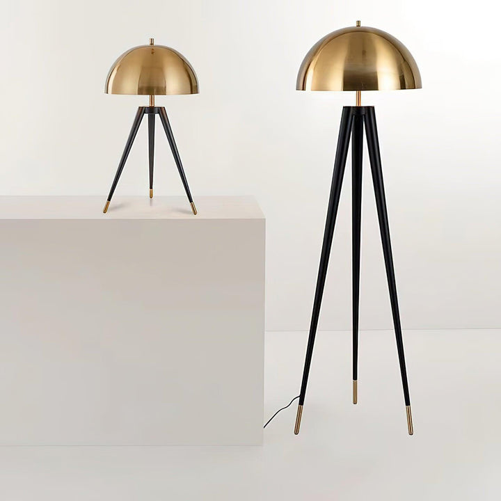 Three Legged Gold Gong Table Lamp 13.8' | Kalsten