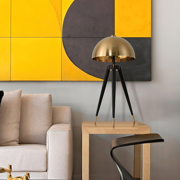 Three Legged Gold Gong Table Lamp 13.8' | Kalsten