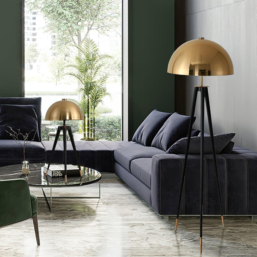 Three Legged Gold Gong Table Lamp 13.8' | Kalsten