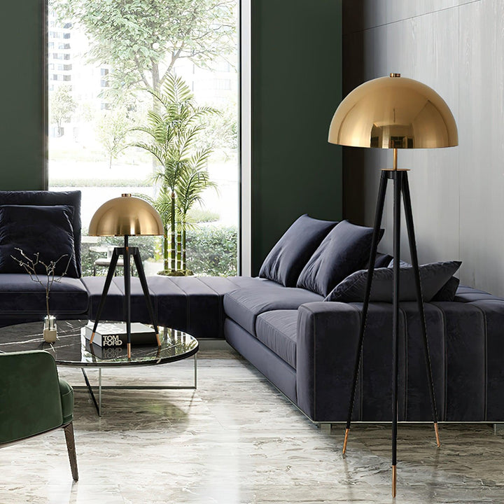 Three Legged Gold Gong Table Lamp 13.8' | Kalsten