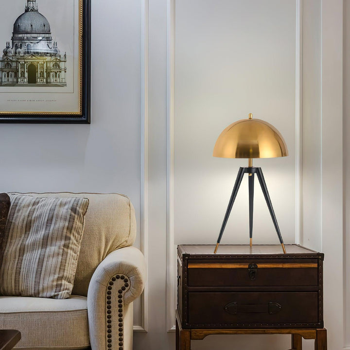 Three Legged Gold Gong Table Lamp 13.8' | Kalsten