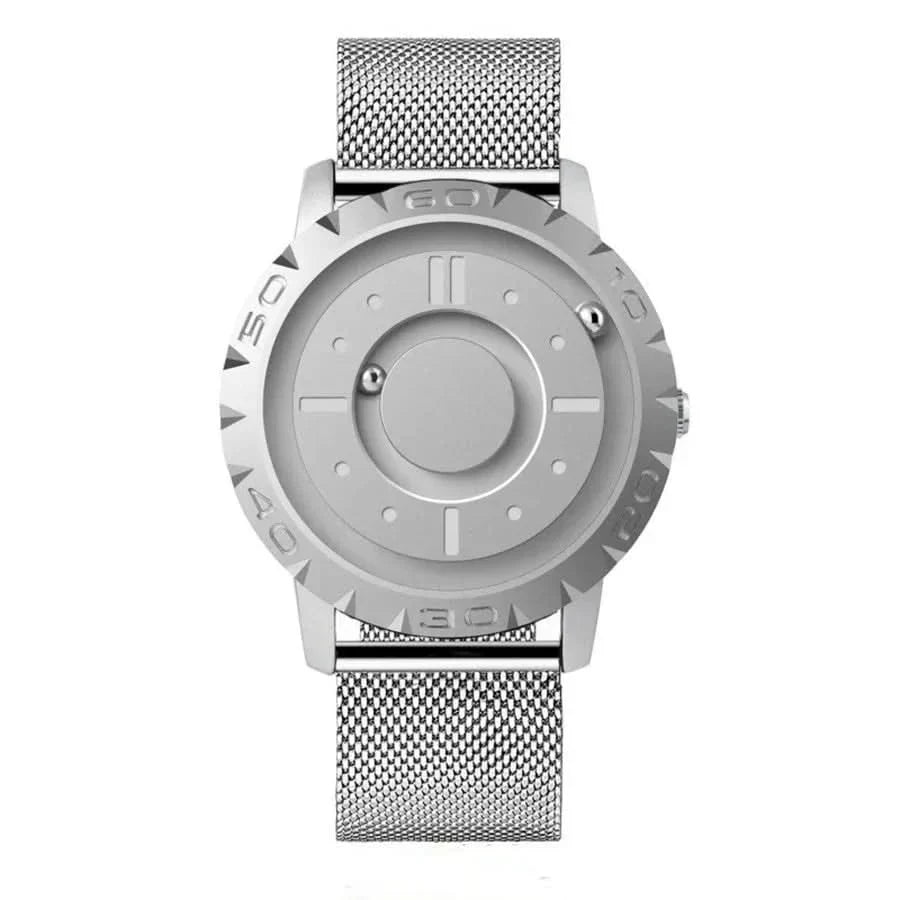 Skanto | Magnetic Ball Watch with Stainless Steel Case and Mesh Strap - Futuristic Time Display for Tech Lovers