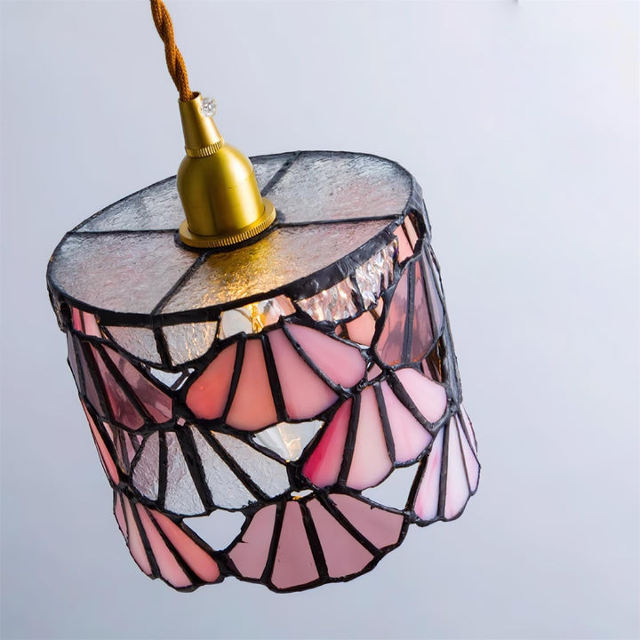 Pendant Light Glass 5.3 in Blue Pink Brass Stained Ceiling Lamp Vintage Home Dining Room Kitchen Lighting | Kalsten