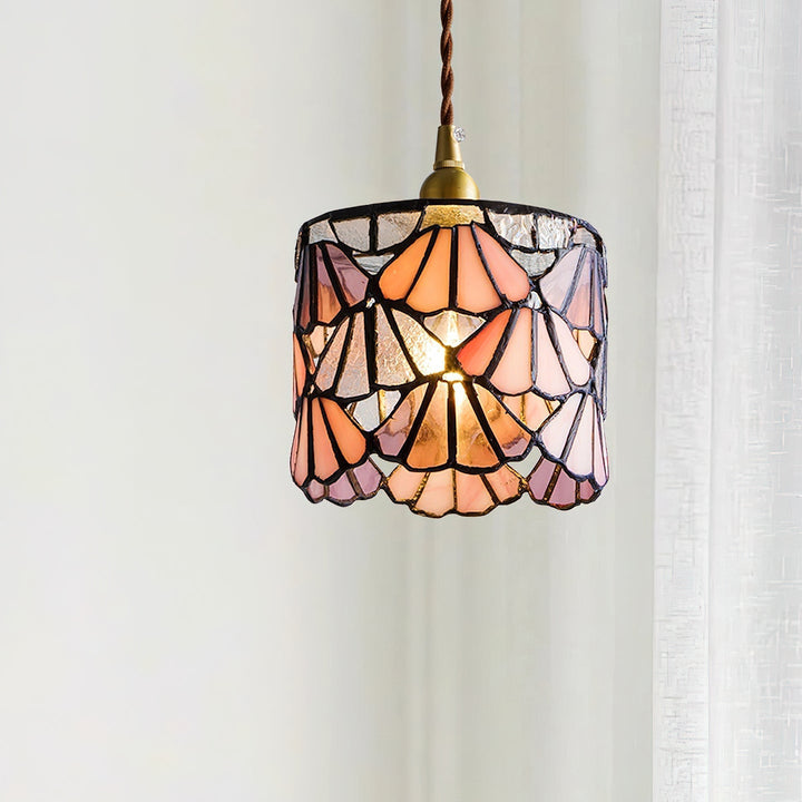 Pendant Light Glass 5.3 in Blue Pink Brass Stained Ceiling Lamp Vintage Home Dining Room Kitchen Lighting | Kalsten