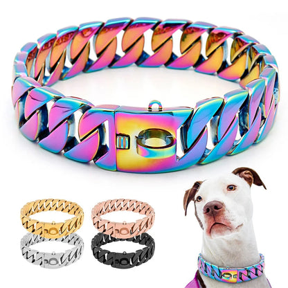 Brehn | KrachtNeck Metal Dog Collar – Robust Stainless Steel Collar for Large Dogs