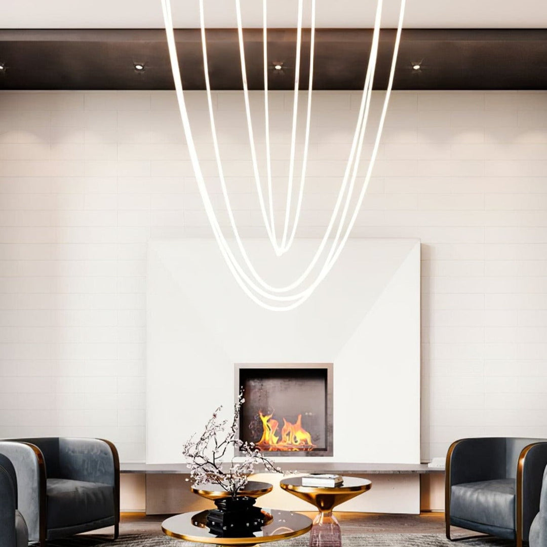 Pendant Light Silicone Integrated LED 78.7 in Gold Ceiling Indoor Modern Dining Kitchen Fixture | Kalsten